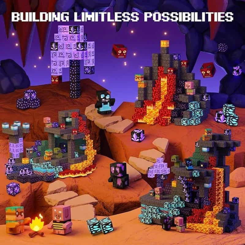 Conjunto de Blocos Magnéticos Minecraft NetherRealm de 100 Peças