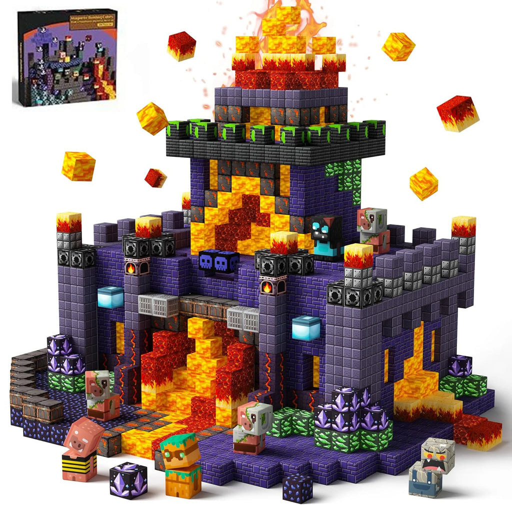 Conjunto de Blocos Magnéticos Minecraft NetherRealm de 100 Peças