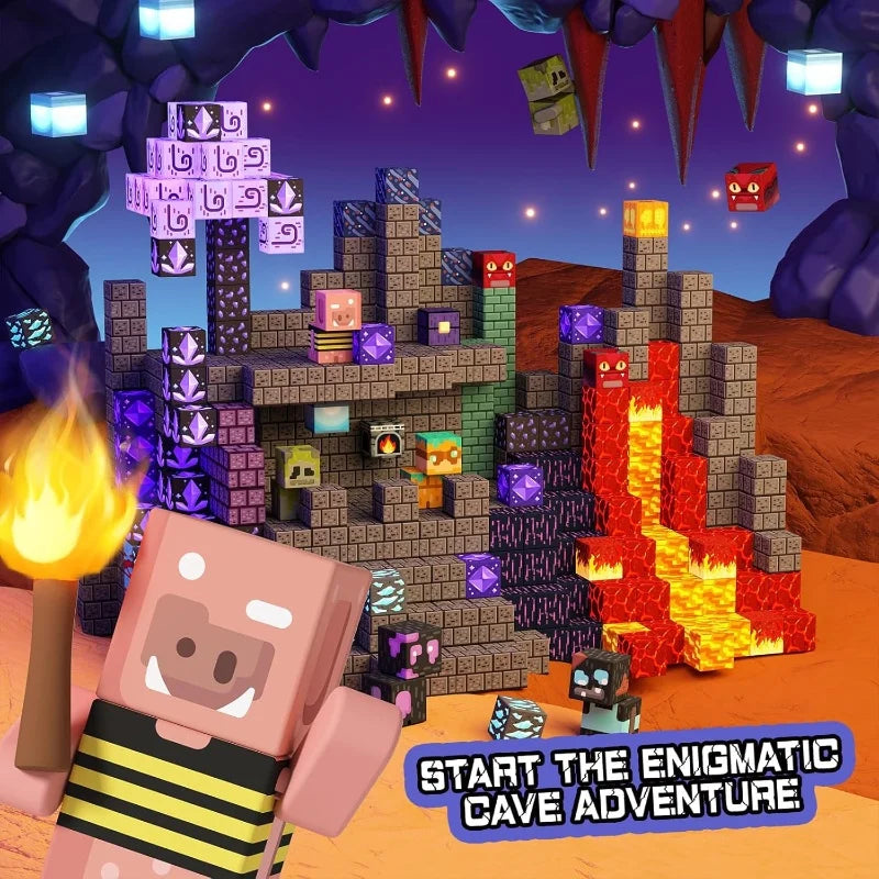 Conjunto de Blocos Magnéticos Minecraft NetherRealm de 100 Peças