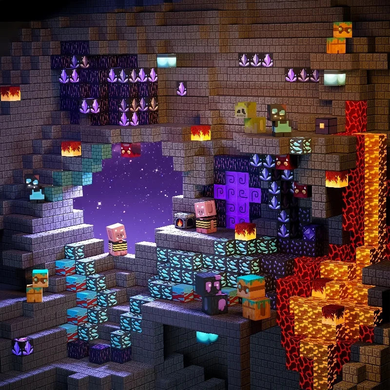 Conjunto de Blocos Magnéticos Minecraft NetherRealm de 100 Peças